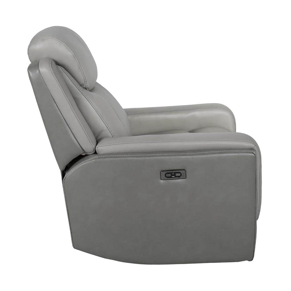 Rosalyn Gray Leather Zero Gravity Recliner with Metal Frame