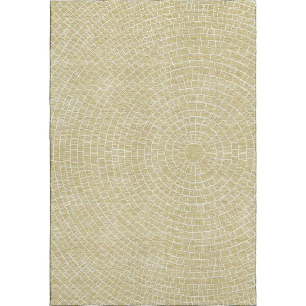Mayfield Premium Machine Washable Abstract AMF2455 Wheat 10 ft. x 14 ft. Area Rug