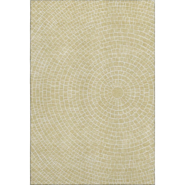 Mayfield Premium Machine Washable Abstract AMF2455 Wheat 5 ft. x 7 ft. 6 in. Area Rug
