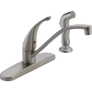 Core Single Handle Standard Kitchen Faucet with Side Sprayer in Stainless