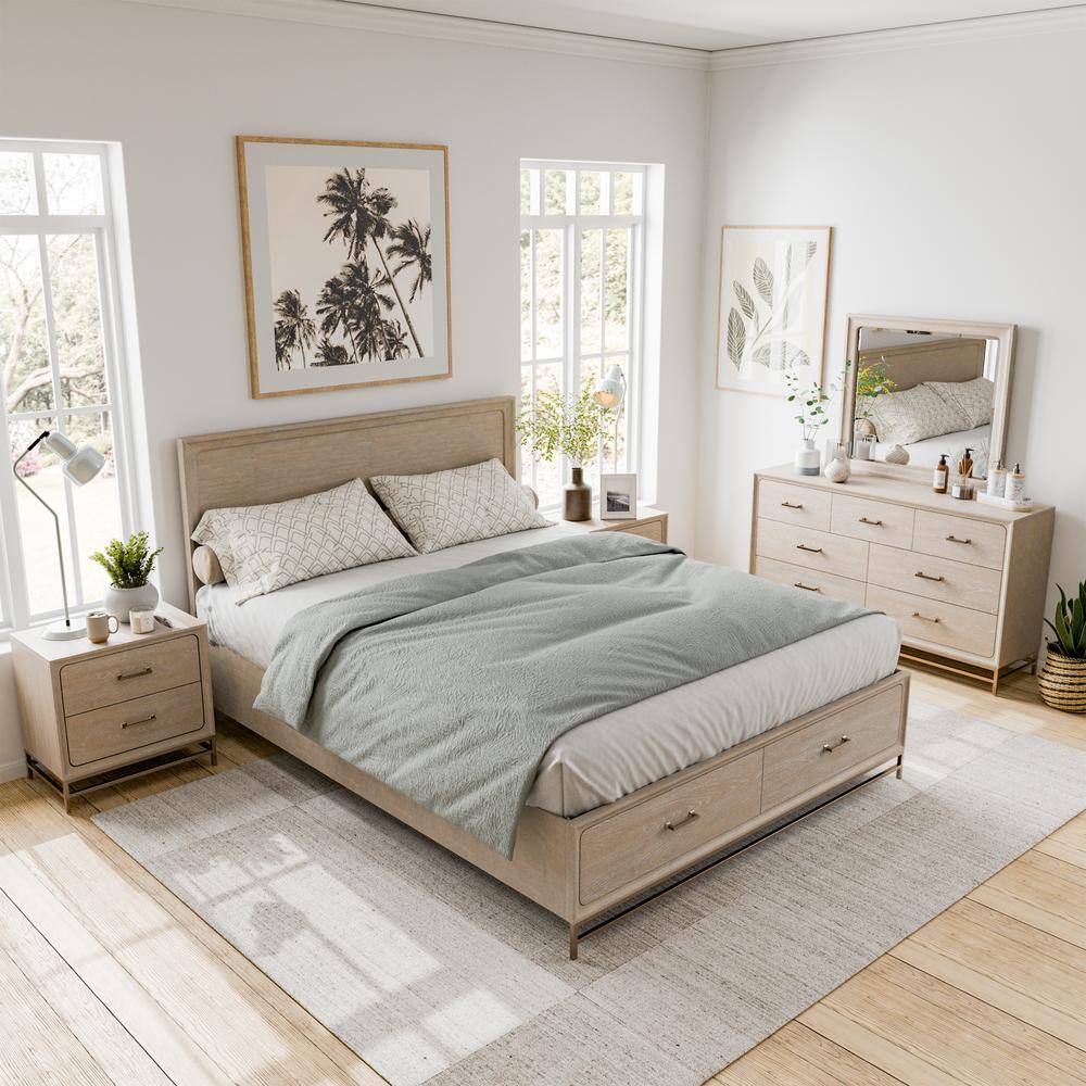 Furniture of America Lena 5 Piece Oak Wood Queen Bedroom Set With 2 Felt Lined Foot Drawers IDF7369AK Q NDM The Home Depot