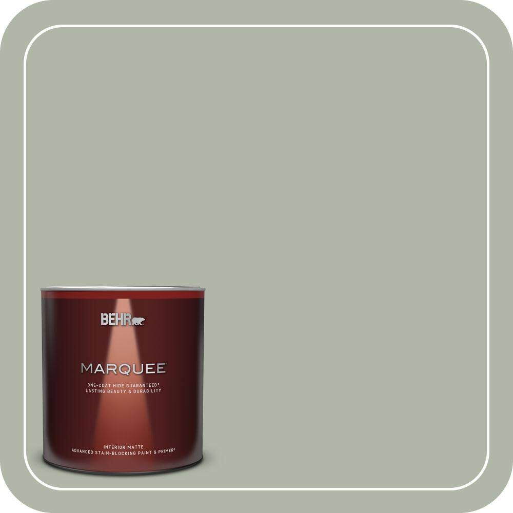 BEHR MARQUEE 1 qt. #ICC-56 Green Tea Matte Interior Paint & Primer ...
