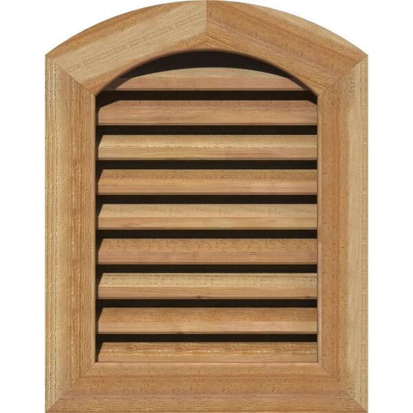 Ekena Millwork 19" x 21" Round Top Unfinished Rough Sawn Western Red Cedar Wood Paintable Gable Louver Vent Functional