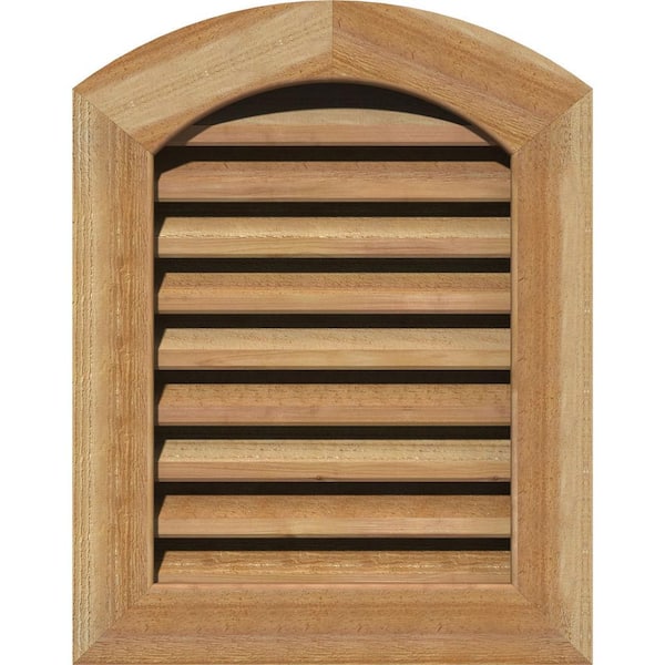 25" x 25" Round Top Unfinished Rough Sawn Western Red Cedar Wood Paintable Gable Louver Vent Functional