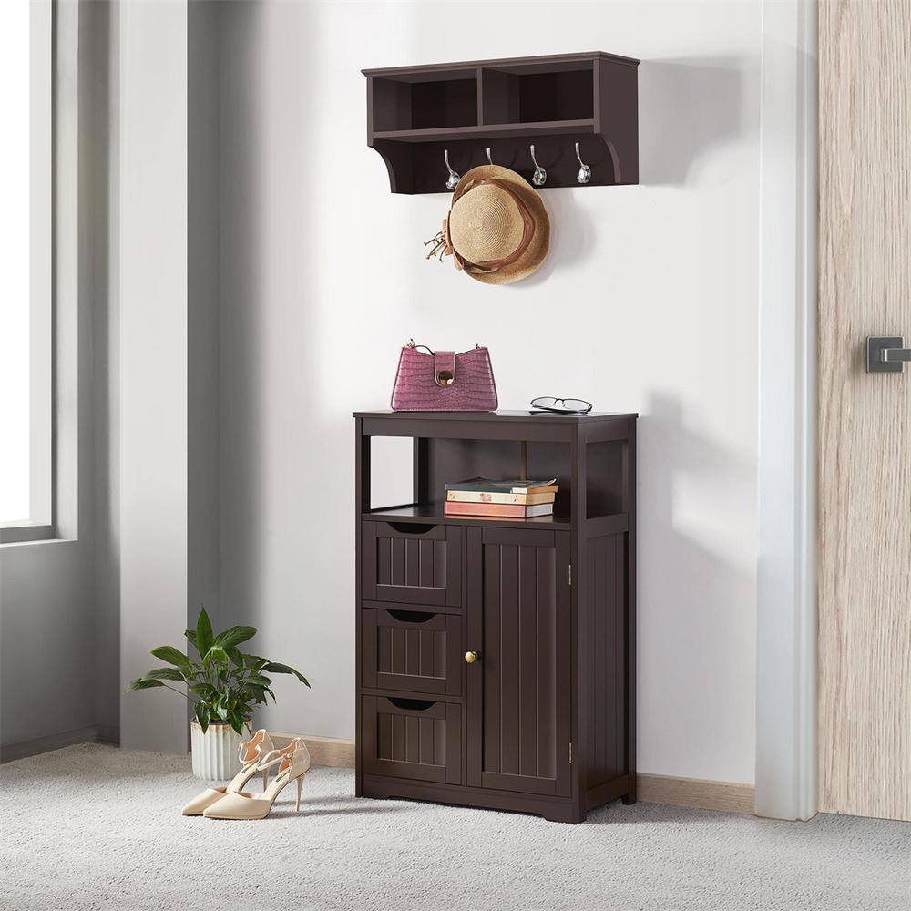 Espresso MDF Freestanding Cabinet with Adjustable Shelving