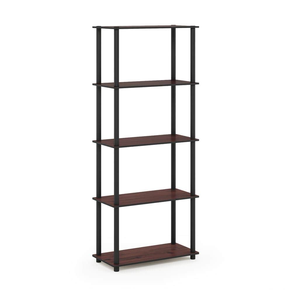 Laminated Black & Light Cherry 5-Tier Round Tube Shelf