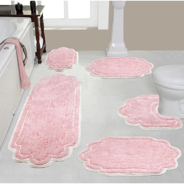 HOME WEAVERS INC Allure Collection Pink Cotton 5Piece Bath Rug Set BALL5PCPI The Home Depot