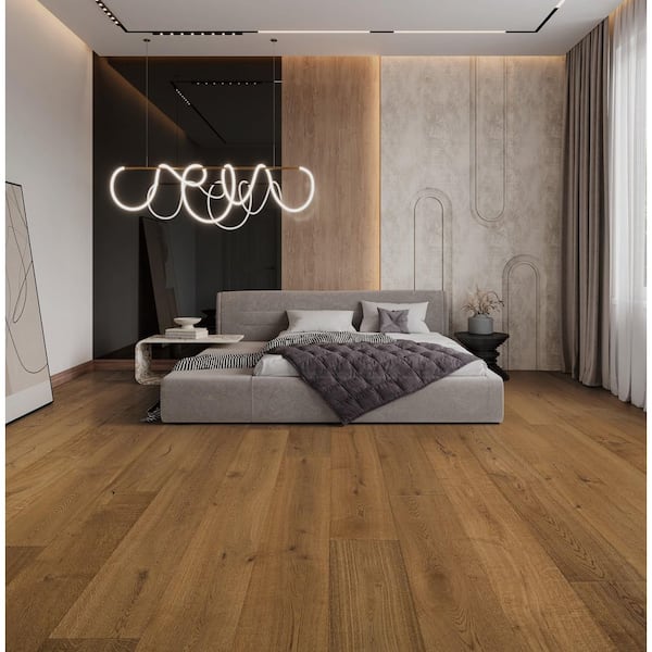 Del Rey French Oak 5/8 in. T x 9.4 in. W Tongue and Groove Wire Brush Engineered Hardwood Flooring (34.10 sq. ft./case)