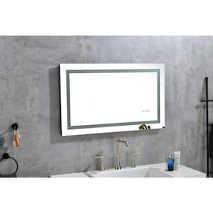 36 in. W x 30 in. H Rectangular Frameless Wall Mounted LED Light Bathroom Vanity Mirror, Anti-Fog and Dimmer Function