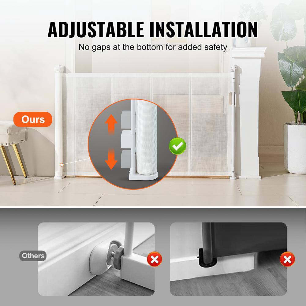 White Retractable Plastic Pet Gate for Stairways and Doorways