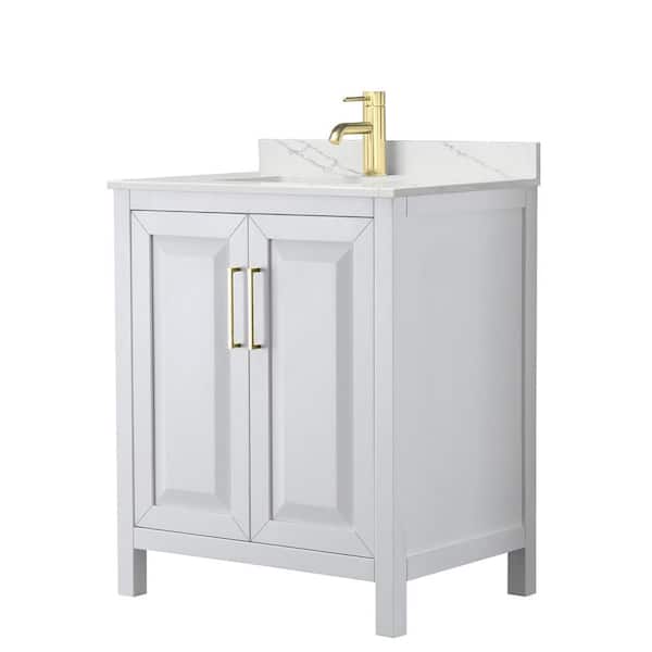 Wyndham Collection Daria 30 in. W. x 22 in. D x 35.75 in. H Single Bath Vanity in White with Giotto Quartz Top