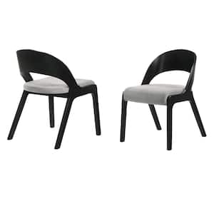 Polly Black and Grey Mid-Century Modern Accent Fabric Dining Chairs (Set of 2)