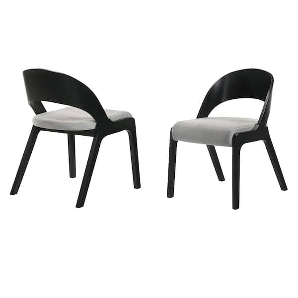 Armen Living Polly Black and Grey Mid-Century Modern Accent Fabric Dining Chairs (Set of 2)