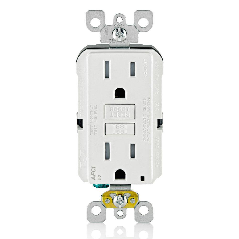 White 15 Amp Tamper-Resistant AFCI Outlet with LED Indicator
