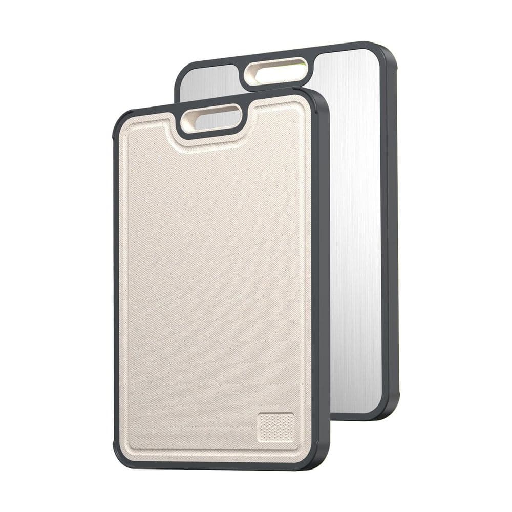 Titanium and Wheat Straw PP Double - Sided 16 in. x 11 in. Cutting Board with Juice Groove and Garlic Grinding Area