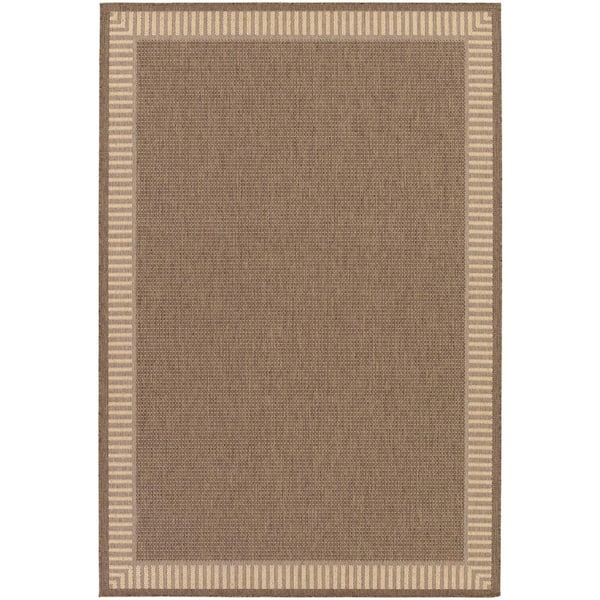 Couristan Recife Wicker Stitch Brown-Tan 5 ft. x 8 ft. Flatwoven Solid Rectangle Indoor/Outdoor Area Rug