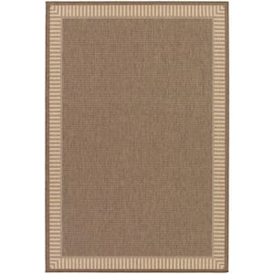 Recife Wicker Stitch Cocoa-Natural 2 ft. x 4 ft. Indoor/Outdoor Area Rug