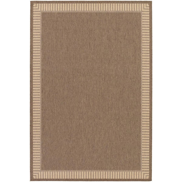 Couristan Recife Wicker Stitch Cocoa-Natural 9 ft. x 13 ft. Indoor/Outdoor Area Rug