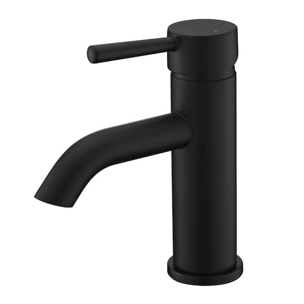 Ultra Faucets Euro Single Hole Single-Handle Bathroom Faucet Rust Resist in Matte Black