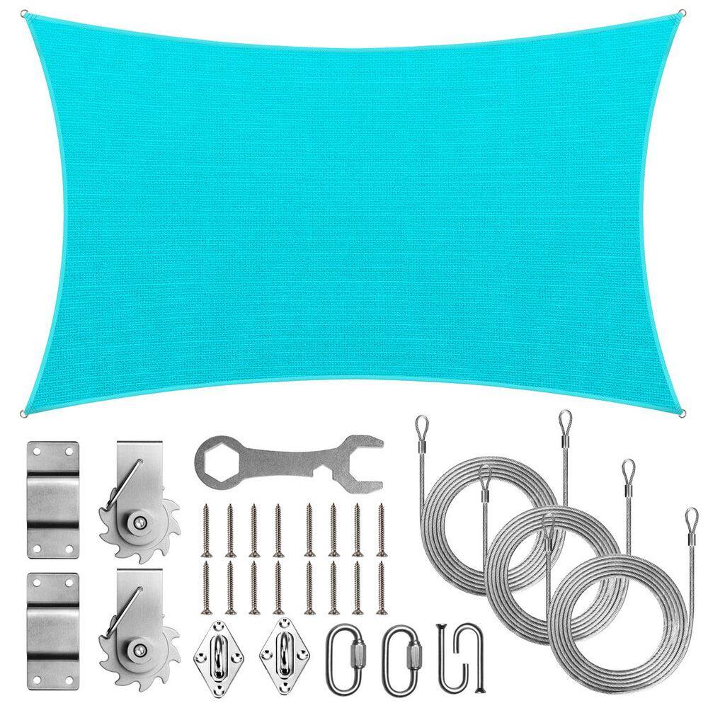 8 ft. x 10 ft. Rectangle Sun Shade Sail Canopy with Hardware TAWAL-Turquoise price history on PriceWatchPro