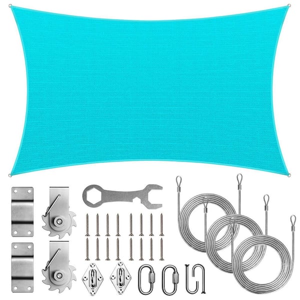16 ft. x 20 ft. Rectangle Sun Shade Sail with Hardware TAWAL-Turquoise