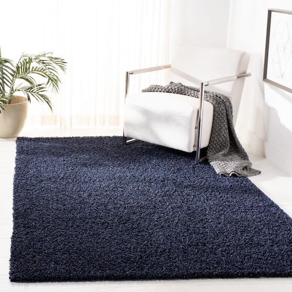 Primo Shag Navy 7 ft. x 7 ft. Square Solid Area Rug