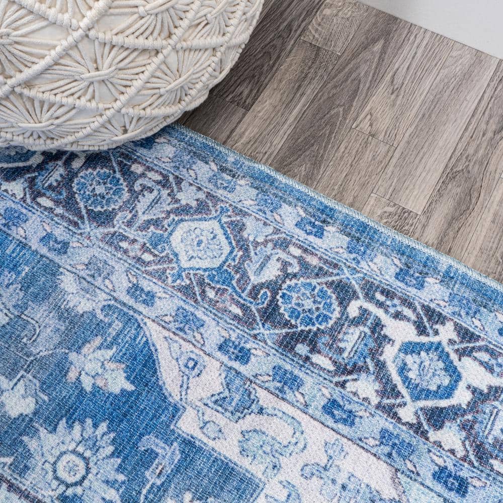 Maris Bohemian Navy Blue Medallion 2x8 Synthetic Runner Rug