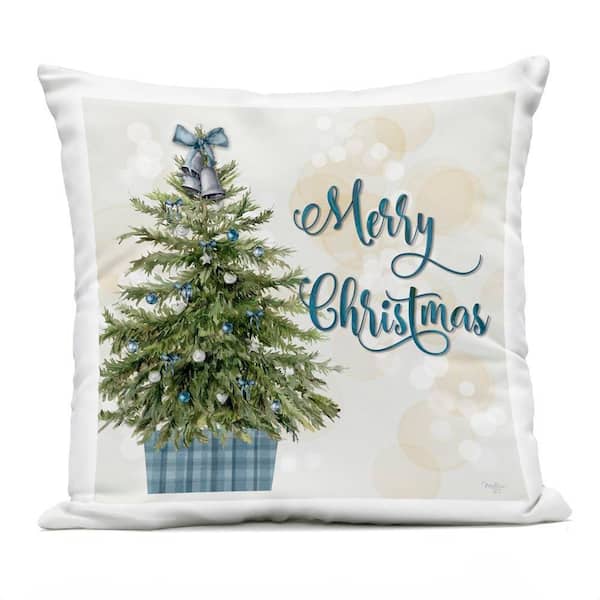 Christmas Tree in Plaid Stand Green Square Outdoor Throw Pillow