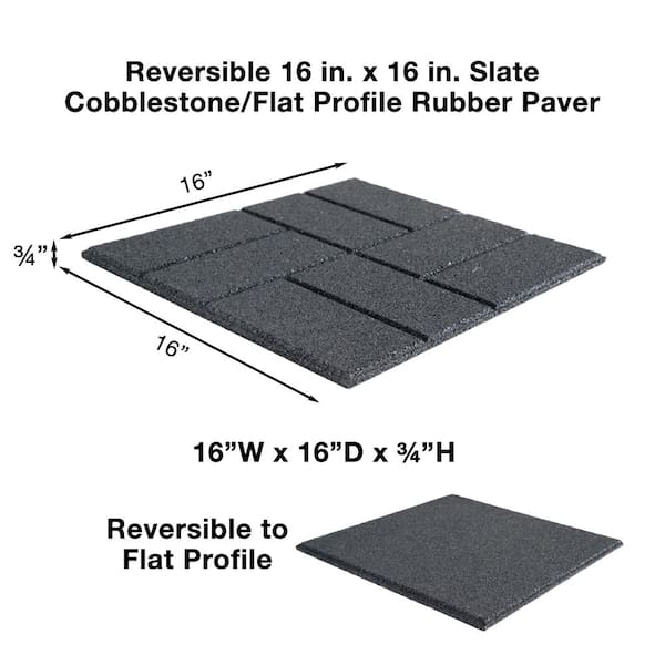 Envirotile Reversible 16 In X, Envirotile Rubber Pavers 24×24