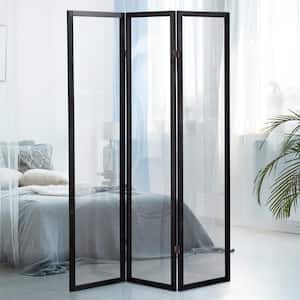 6 ft. Tall Clear Plastic Partition Black 3 Panel