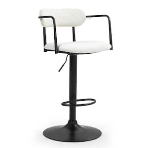 Bedivere 33in. Beige Metal Bar Stool with Boucle Fabric Seat 1 (Set of Included)