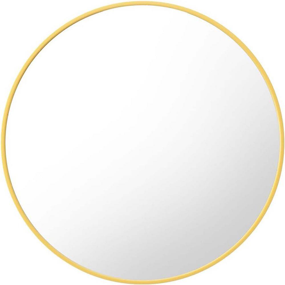 24 in. W x 24 in. H Wall Circle Mirror Large Round Gold Farmed Gold Circular Mirror for Living
