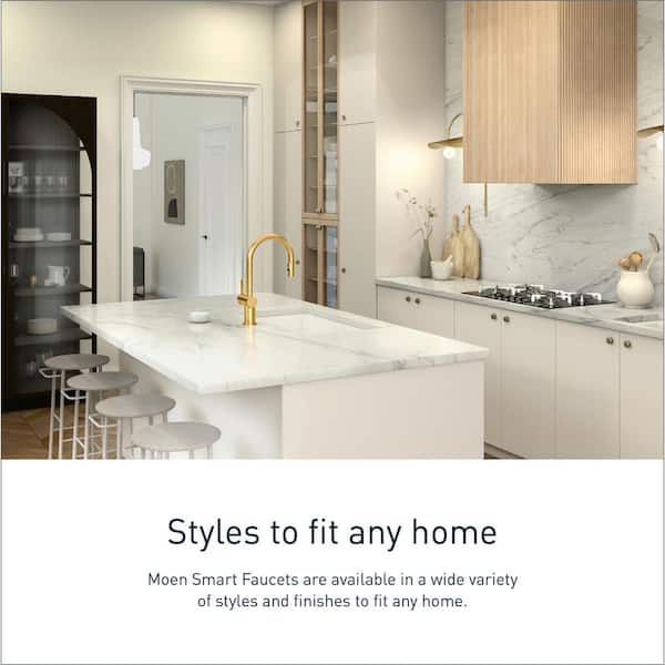 Cia Single-Handle Smart Touchless Pull Down Sprayer Kitchen Faucet with Voice Control and Power Clean in Brushed Gold