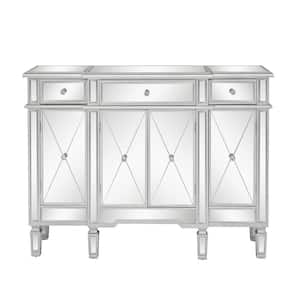 47.64 in. Silver Rectangle Mirrored Finish Glass Accent Cabinet