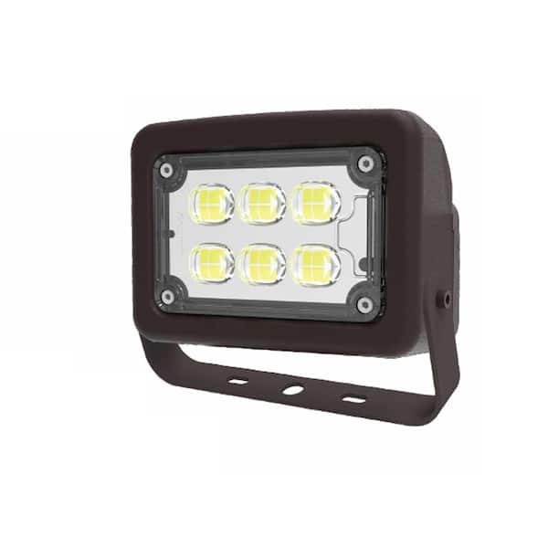 HALCO LIGHTING TECHNOLOGIES 120-Volt to 277-Volt Yoke Line Voltage Bronze Outdoor Integrated LED Small Landscape Flood Light, Selectable
