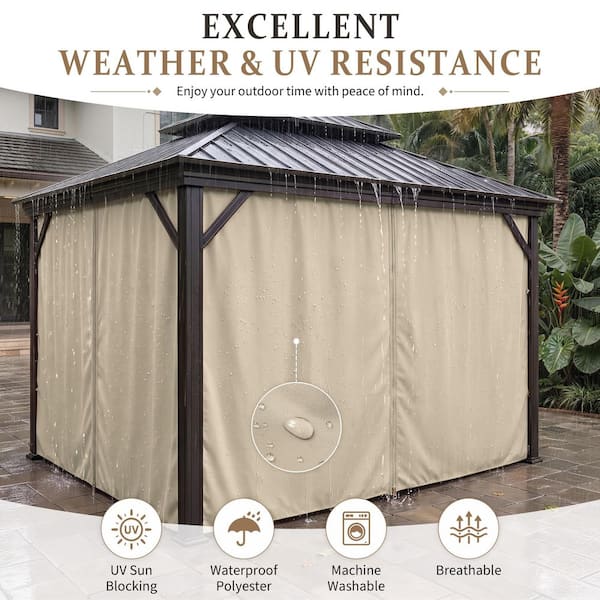 Kimunuk 12 ft. x 14 ft. Universal Outdoor Privacy Curtains, Gazebo