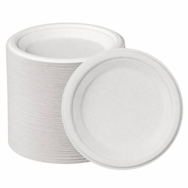 100% Compostable Small Paper Plates 6 Inch Heavy Duty Disposable Biodegradable Sugarcane Dessert Plates 200 Count
