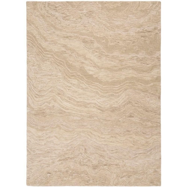 Graceful Taupe 9 ft. x 12 ft. Abstract Contemporary Area Rug