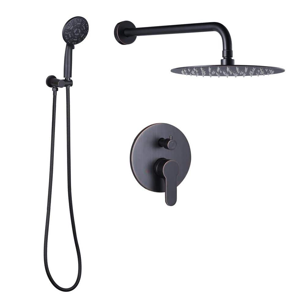Wall Mount Dual Single Handle 2-Spray Shower Faucet 1.8 GPM with 10 in. Round Shower Head in Oil Rubbed Bronze price history on PriceWatchPro