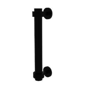 8 in. Center-to-Center Door Pull with Groovy Aents in Matte Black