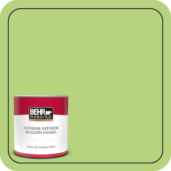 BEHR PREMIUM PLUS 1 qt. #420B-4 Tart Apple Hi-Gloss Enamel Interior/Exterior Paint & Primer