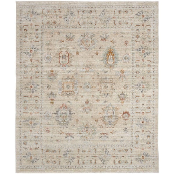 Nourison Oases Ivory Beige 5 ft. x 8 ft. Distressed Traditional Area Rug
