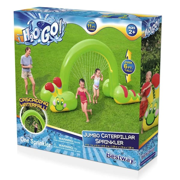 Bestway H2OGO! Green PVC Jumbo Caterpillar Inflatable Outside Water  Sprinkler Arch for Kids 52398E-BW - The Home Depot