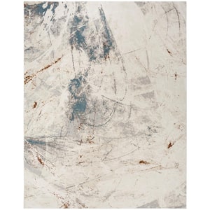 Desire Ivory Grey Blue 9 ft. x 12 ft. Abstract Contemporary Area Rug