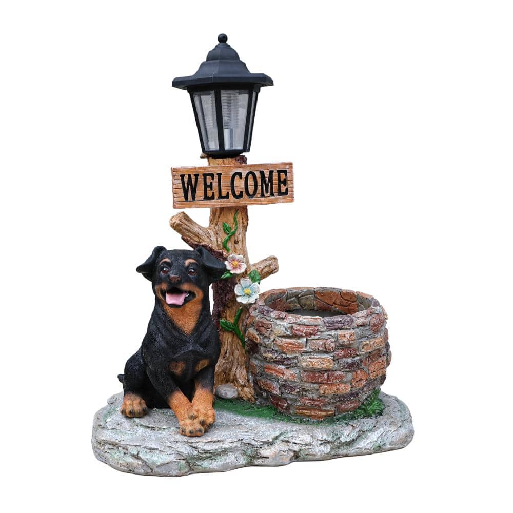 Resin Puppy Dog-Shaped Planter Statue with Solar LED Light for Patio, Garden, Backyard price history on PriceWatchPro