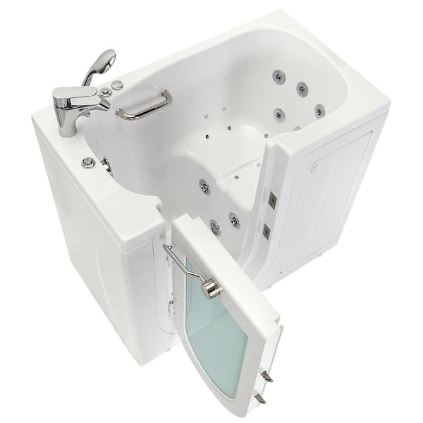 Ella Mobile 45 in. x 26 in. Walk-In Whirlpool & Air Bath Bathtub in White, Outward Door,Digital,Heated Seat,Fast Fill & Drain