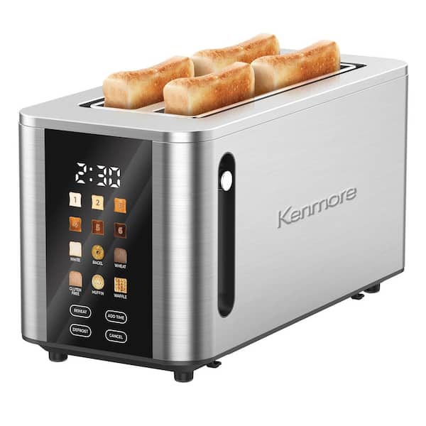 1400W 4-Slice Long Slot Toaster with Color Touchscreen and Wide Slots in Stainless Steel