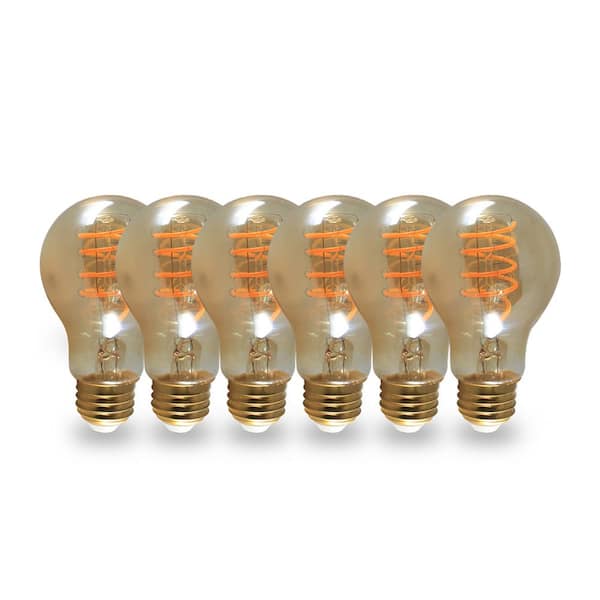 ELECWISH NorbCOZY 4W Equivalent Relaxing A19 2200K Dimmable Warm Amber Spiral Cozy Vintage Edison LED Light Bulb (6-Pack)