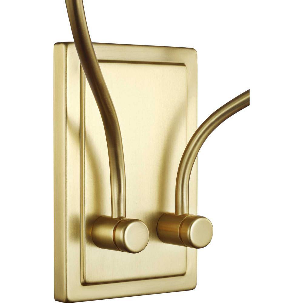 Satin Brass Dual Arm Linen Shade Wall Sconce