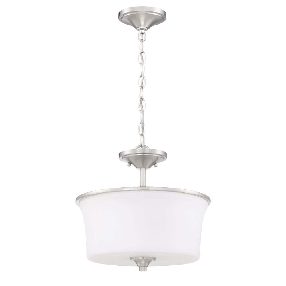 Gwyneth 13in. 2-Light Brushed Nickel Finish Traditional Convertible Semi Flush Mount Ceiling Light W/White Frost Glass price history on PriceWatchPro